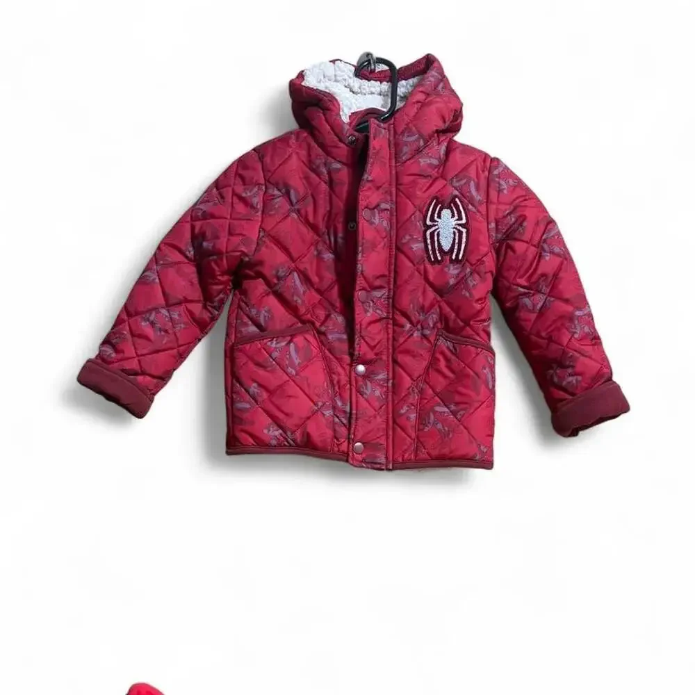Marvel Spider-Man Hooded Midweight Quilted Jacket Size 4